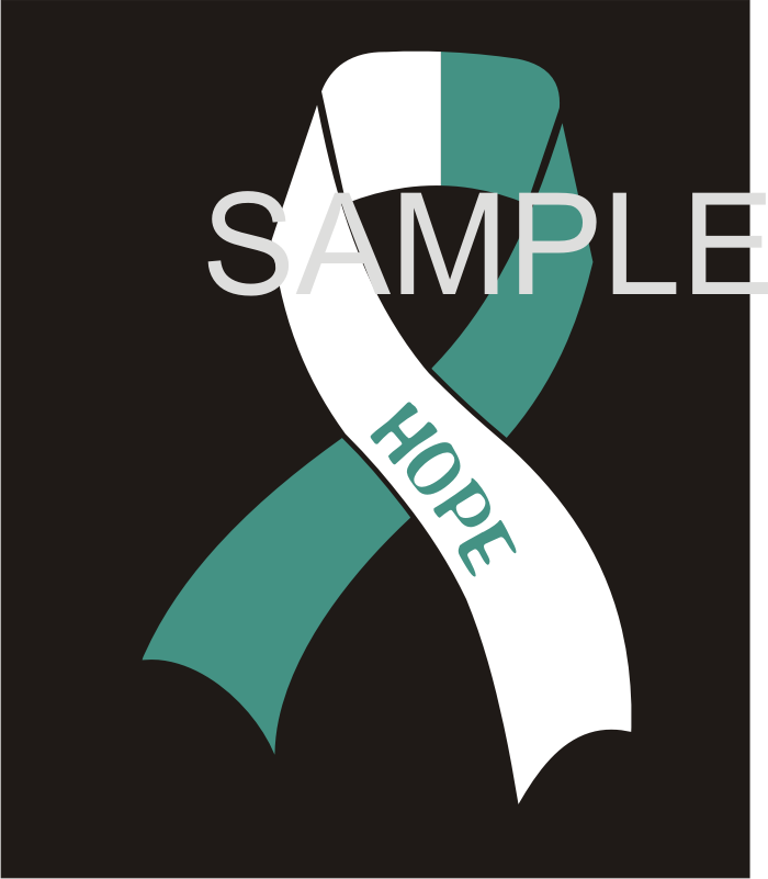 Teal/White Cancer Awareness Ribbon Vinyl Sticker, New Design