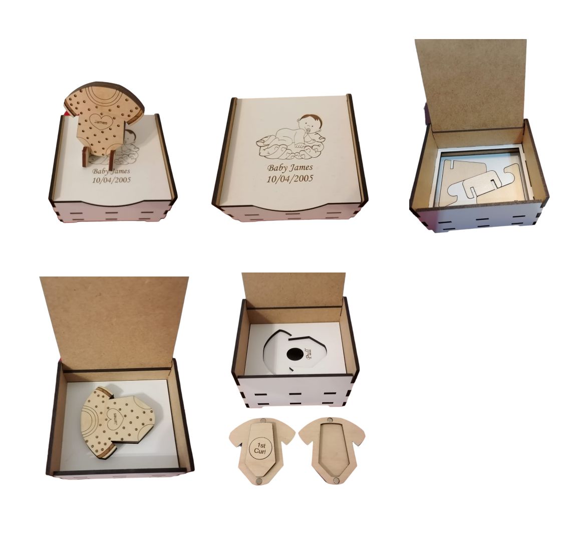 (image for) Baby Grow 1St Curl Storage Box Case, 1st Mum Gift with Text marker inside Box and Stand Loved Ones Container, Hand Crafted for that special day.