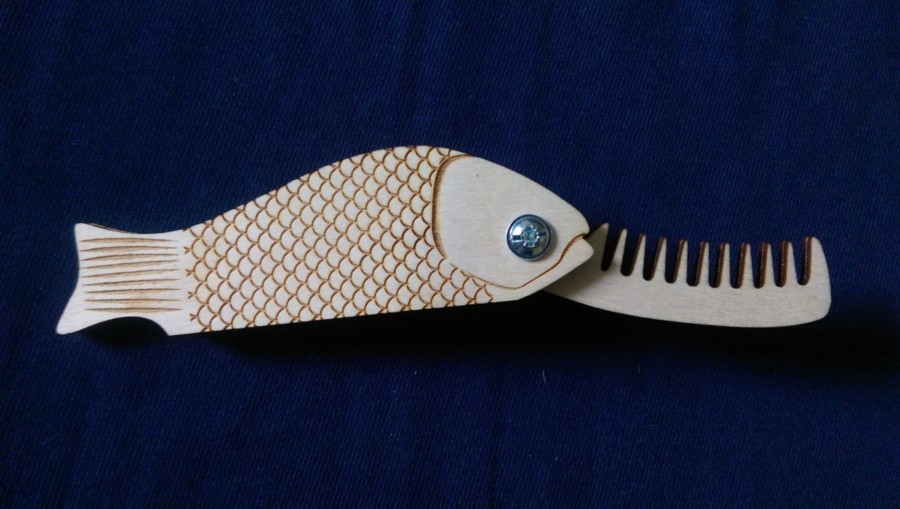 (image for) Fishing Beard Comb laser cut and engraved