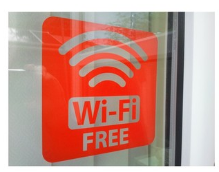 (image for) 4x152mm x 152mm "FREE WIFI" SHOP CAFE WINDOW SIGN STICKER NO2
